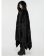 Punk Rave Black Gothic Faux Silver Fox Fur Winter Warm Hooded Cloak for Women