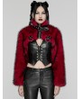 Punk Rave Black and Red Gothic Punk Personalized Zipper Short Fur Jacket for Women