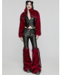 Punk Rave Black and Red Gothic Punk Personalized Zipper Short Fur Jacket for Women