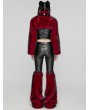 Punk Rave Black and Red Gothic Punk Personalized Zipper Short Fur Jacket for Women