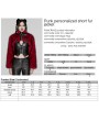 Punk Rave Black and Red Gothic Punk Personalized Zipper Short Fur Jacket for Women