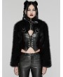 Punk Rave Black Gothic Punk Personalized Zipper Short Fur Jacket for Women