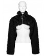 Punk Rave Black Gothic Punk Personalized Zipper Short Fur Jacket for Women