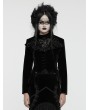 Punk Rave Black Retro Gothic Embroidered Stand Collar Velvet Coat for Women