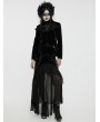 Punk Rave Black Retro Gothic Embroidered Stand Collar Velvet Coat for Women