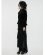 Punk Rave Black Retro Gothic Embroidered Stand Collar Velvet Coat for Women