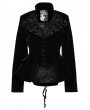 Punk Rave Black Retro Gothic Embroidered Stand Collar Velvet Coat for Women