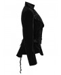 Punk Rave Black Retro Gothic Embroidered Stand Collar Velvet Coat for Women