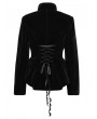 Punk Rave Black Retro Gothic Embroidered Stand Collar Velvet Coat for Women