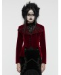 Punk Rave Red Retro Gothic Embroidered Stand Collar Velvet Coat for Women