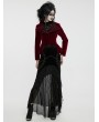 Punk Rave Red Retro Gothic Embroidered Stand Collar Velvet Coat for Women