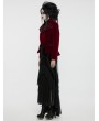 Punk Rave Red Retro Gothic Embroidered Stand Collar Velvet Coat for Women