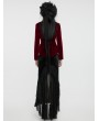 Punk Rave Red Retro Gothic Embroidered Stand Collar Velvet Coat for Women