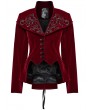 Punk Rave Red Retro Gothic Embroidered Stand Collar Velvet Coat for Women