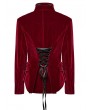 Punk Rave Red Retro Gothic Embroidered Stand Collar Velvet Coat for Women