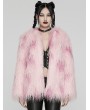 Punk Rave Pink Gothic Leopard Print Lined Faux Fur Jacket for Women