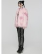 Punk Rave Pink Gothic Leopard Print Lined Faux Fur Jacket for Women