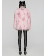 Punk Rave Pink Gothic Leopard Print Lined Faux Fur Jacket for Women