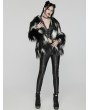 Punk Rave Black and White Gothic Leopard Print Lined Faux Fur Jacket for Women