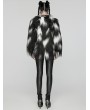 Punk Rave Black and White Gothic Leopard Print Lined Faux Fur Jacket for Women