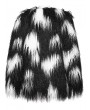 Punk Rave Black and White Gothic Leopard Print Lined Faux Fur Jacket for Women