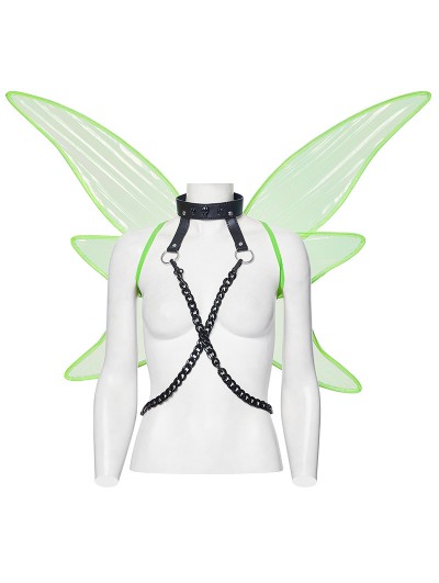 Punk Rave Fluorescent Green Punk Gothic Butterfly Wings Harness