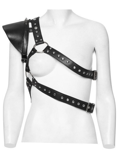 Punk Rave Black Gothic Punk Studded Single Shoulder Armor Harness