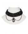 Punk Rave Black and Silver Gothic Noble Beaded Bat Pendant Choker