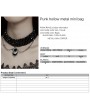 Punk Rave Black and Silver Gothic Noble Beaded Bat Pendant Choker