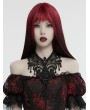 Punk Rave Black Gothic Retro Lace Ruby Pendant Collar