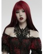 Punk Rave Black Gothic Retro Lace Ruby Pendant Collar