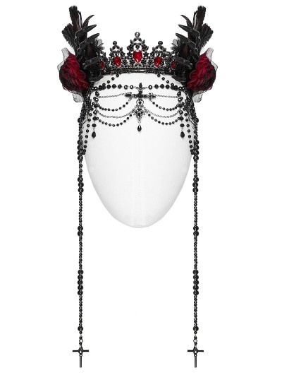 Punk Rave Black and Red Gothic Dark Coronation Crown Headdress