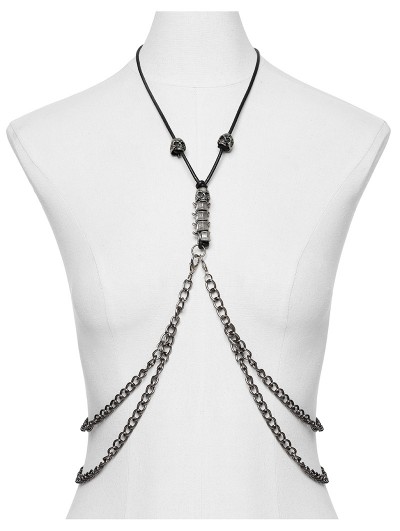 Punk Rave Dark Grey Punk Decadent Vintage Skull Bead Necklace