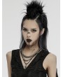 Punk Rave Dark Grey Vintage Bead Spine Cross Necklace Set