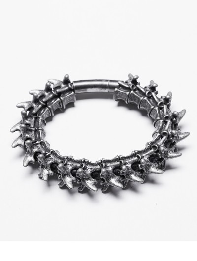 Punk Rave Dark Grey Punk Retro Skeleton Magnetic Buckle Bracelet