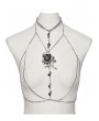 Punk Rave Silver Retro Gothic Rose Harness Chain Necklace