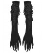 Punk Rave Black Gothic Devil's Claw 3D Wing Embroidery Gloves