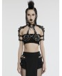 Punk Rave Black Gothic Punk Circular Ring Faux Leather Harness