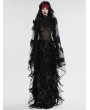 Punk Rave Black Gothic Bridal 3D Rose Feather Mesh Lace Hem Veil