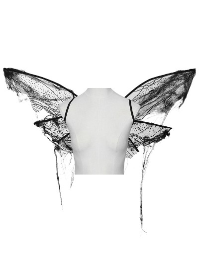 Punk Rave Black Gothic Patterned Mesh Butterfly Wings Harness