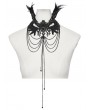 Punk Rave Black Gothic Gorgeous Wing Feather Chain Necklace