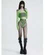 Punk Rave Green Gothic Punk Spike Tassel Sexy Mesh Bodysuit