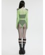 Punk Rave Green Gothic Punk Spike Tassel Sexy Mesh Bodysuit