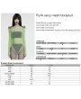 Punk Rave Green Gothic Punk Spike Tassel Sexy Mesh Bodysuit