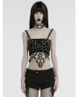 Punk Rave Black Gothic Punk Hot Girl PU Hollow Heart Shape Crop Top