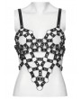 Punk Rave Black Gothic Punk Hot Girl PU Hollow Heart Shape Crop Top