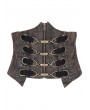 Devil Fashion Brown Gothic Steampunk Buckle Zip Front Underbust Corset Waistband for Women