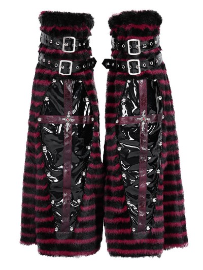 Devil Fashion Black and Red Striped Gothic Punk Leg Warmers for Women