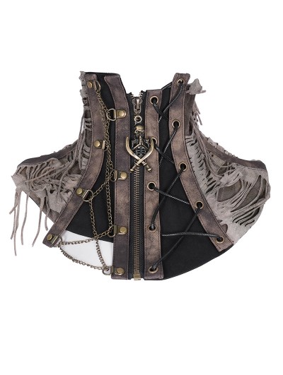 Devil Fashion Brown Gothic Steampunk Distressed Asymmetrical Collar for Women