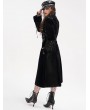 Devil Fashion Black Gothic Punk Zip Up Buckle Faux Leather Long Coat for Women